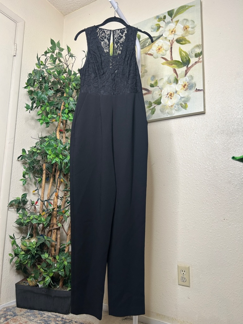 BCBGeneration Black Lace Bodice Sleeveless Jumpsuit